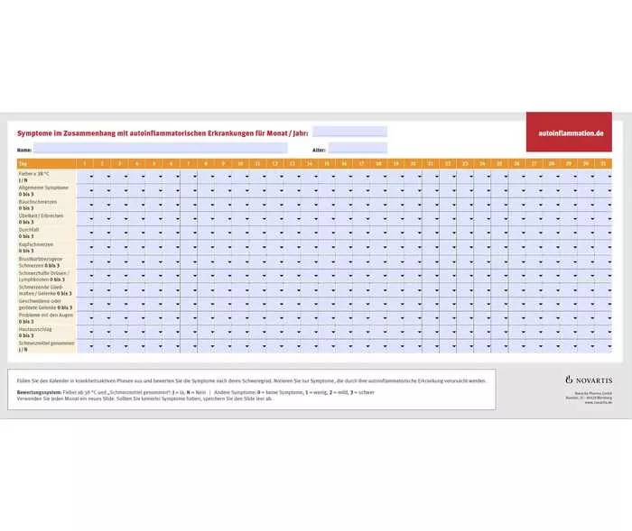 Digitaler Symptomkalender deutsch